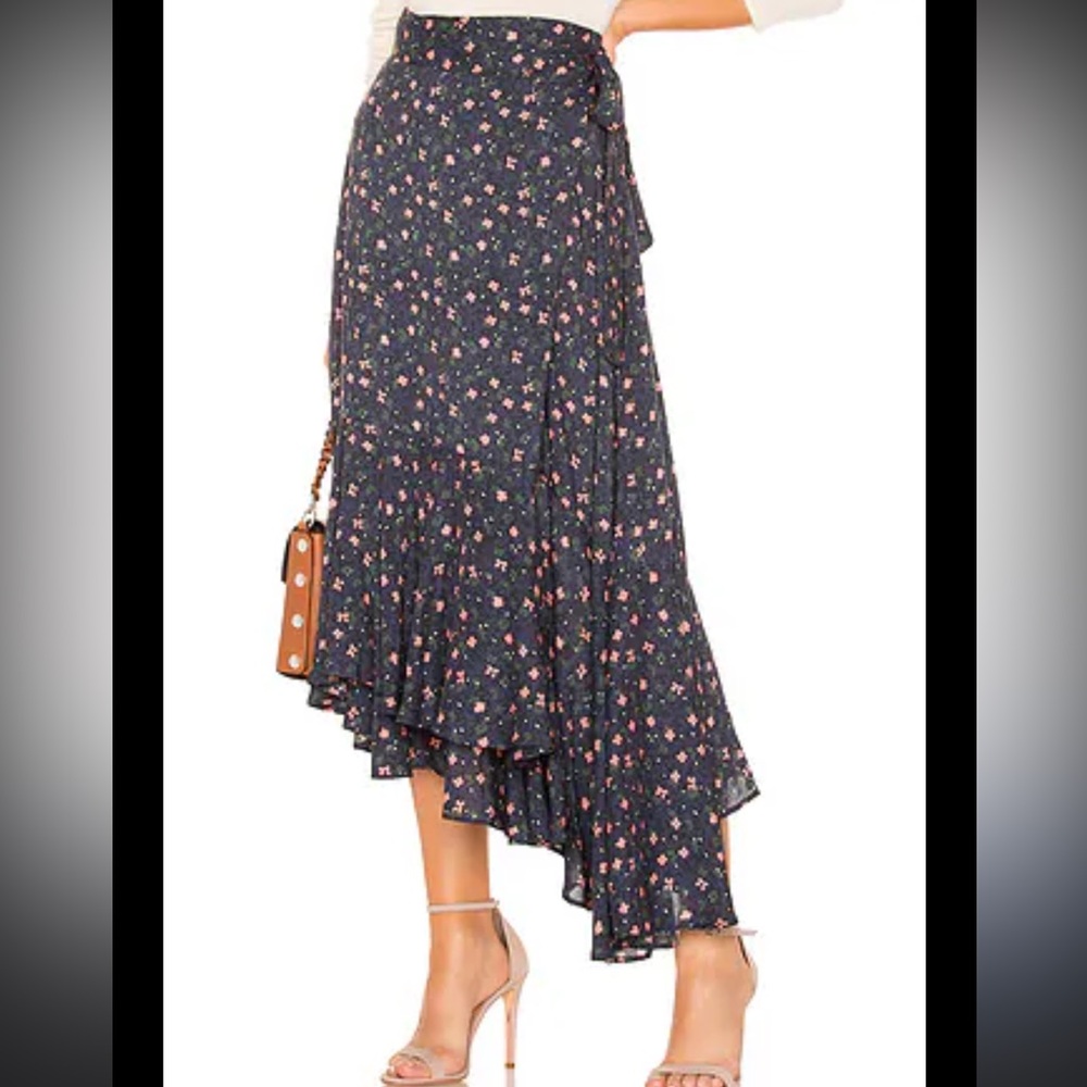 APIECE APART Rosita Wrap Skirt in Navy Night Floral Size 2